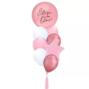 Customized Personalized 1st Birthday Helium Bubble Balloon Children Celebration Party Gift Pastel Pink Orbz Star Foil