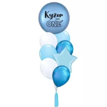 Customized Personalized 1st Birthday Helium Bubble Balloon Children Celebration Party Gift Pastel Blue Orbz Star Foil