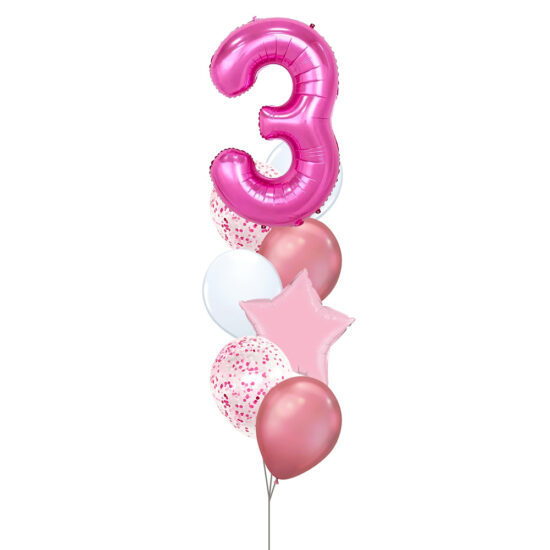 Birthday Balloon Set (Pink) - 40inch Number (No. 1-9) Foil Balloon Bouquet