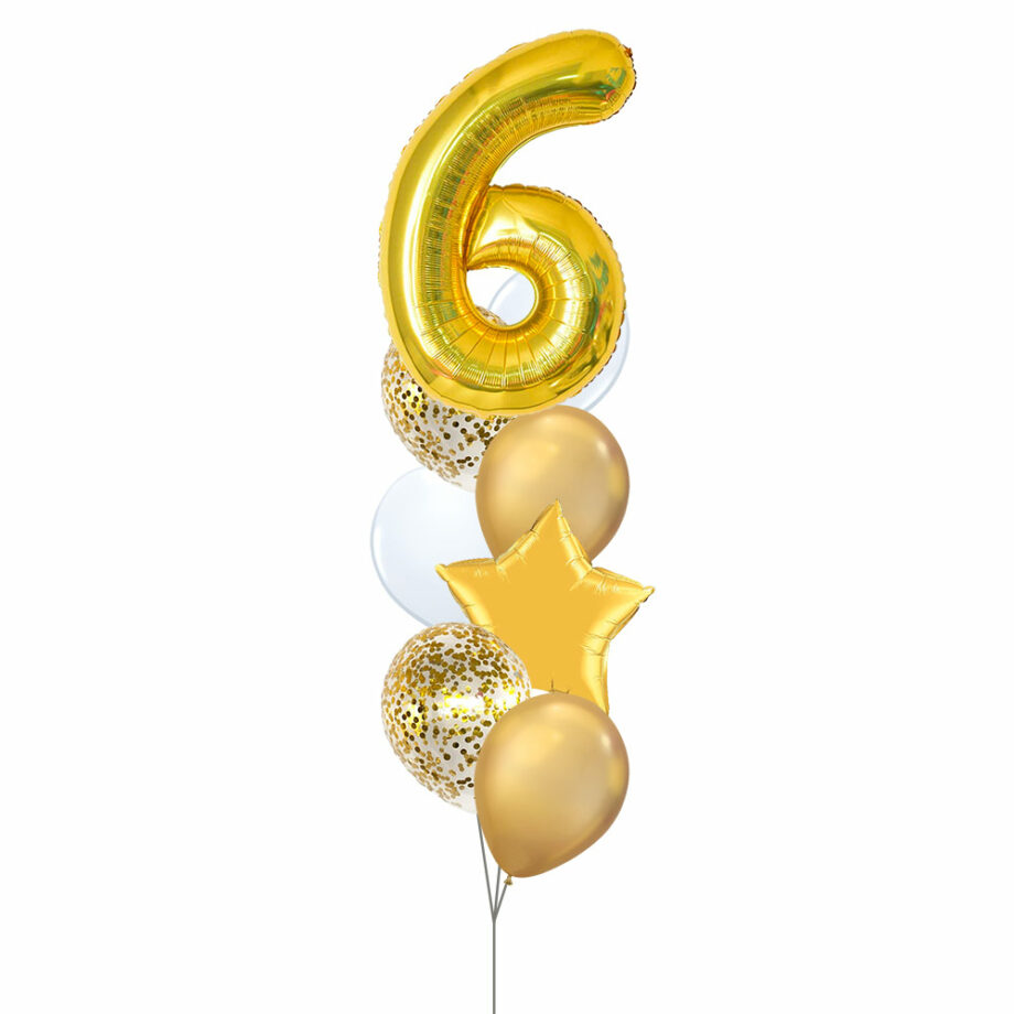 Birthday Balloon Set (Gold) - 40inch Number (No. 1-9) Foil Balloon Bouquet