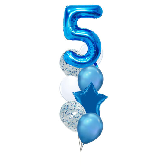 Birthday Balloon Set (Blue) - 40inch Number (No. 1-9) Foil Balloon Bouquet