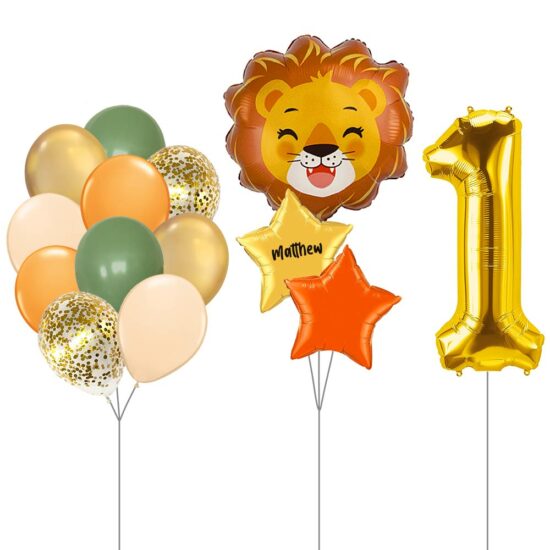 1st Birthday Helium Bubble Balloon Children Celebration Party Gift Giant Number Mylar Balloon Smiling Lion Star Foil