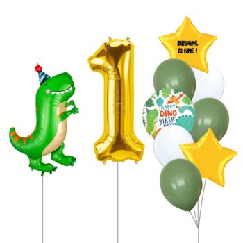 1st Birthday Helium Bubble Balloon Children Celebration Party Gift Giant Number Mylar Balloon Dinomite T-Rex Dinosaur Star Foil
