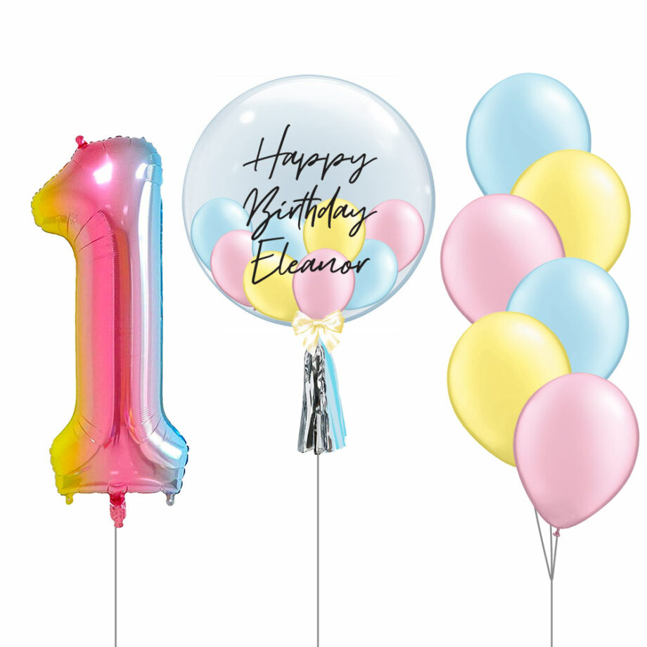 Customized Personalized 1st Birthday Helium Bubble Balloon Children Celebration Party Gift Giant Number Mylar Balloon