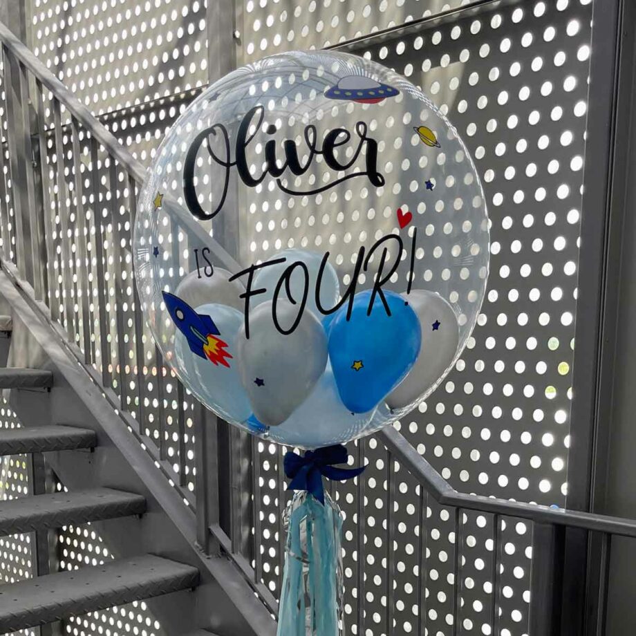 24inch customised helium balloons bubble balloon - Galaxy Theme Spaceship personalised balloons stuffed