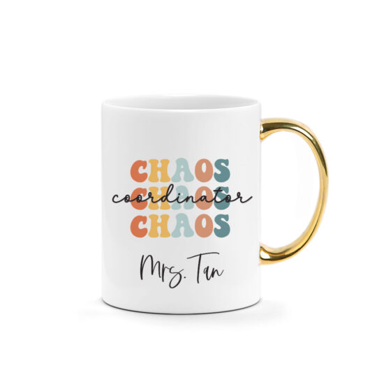 Custom Name Teachers' Day Printed Mug CHAOS coordinator Typography Design