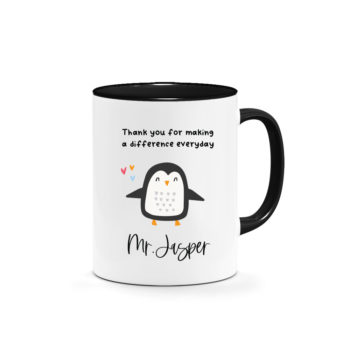 Printed Mug Happy Penguin Design Teachers Gift
