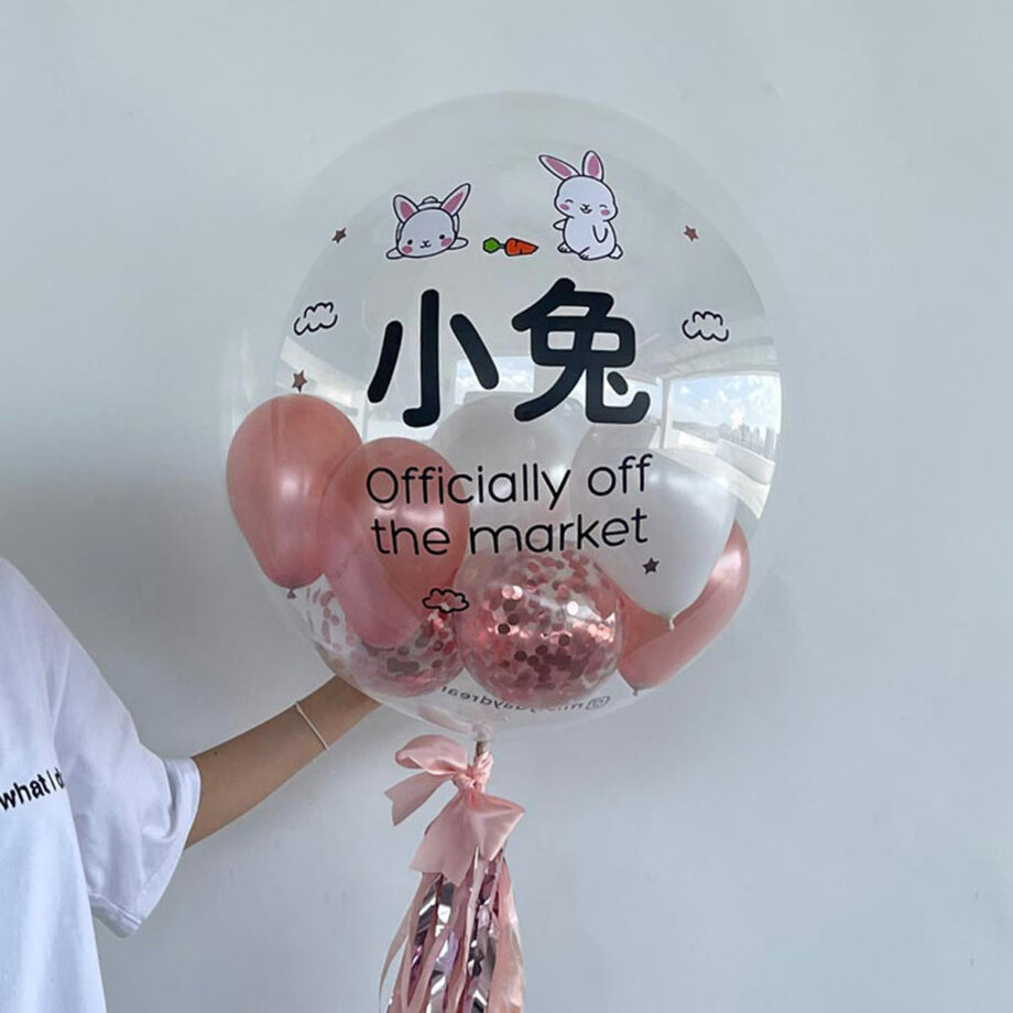 24inch customised helium balloons bubble balloon – Twin Bunny personalized balloons stuffed