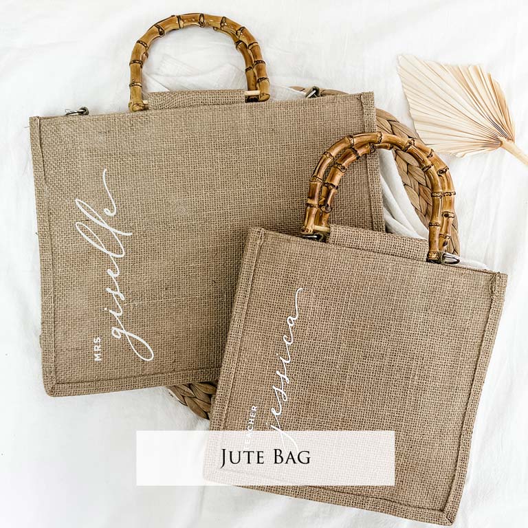 Jute bag with bamboo handle