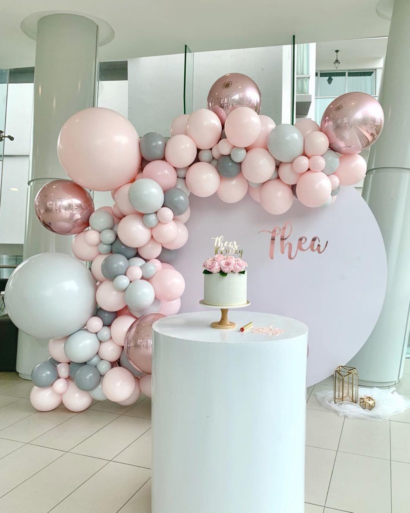 Rose gold and Pink Organic Balloons setup