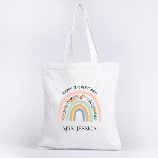 Teacher's Day Tote Bag - Happy Teacher's Day Rainbow Design