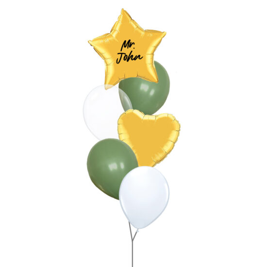 Teacher's Day Balloon Bouquet - Gold Star Foil Balloon with Customised Text + Balloon Bouquet