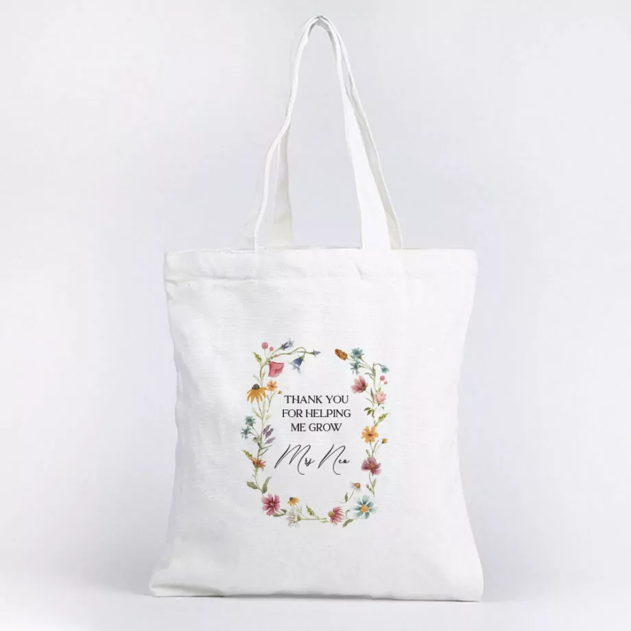 Teacher's Day Tote Bag - Thank you for helping me grow Design
