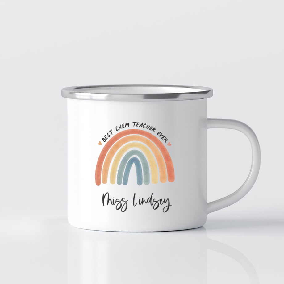 Custom Name Printed Mug - Boho Watercolour Rainbow Design