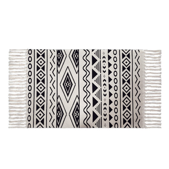 Modern Black and White Pattern Doormat Layering Rug