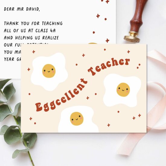[Custom Message] Two-sided Gift Card - Eggcellent Teacher Design