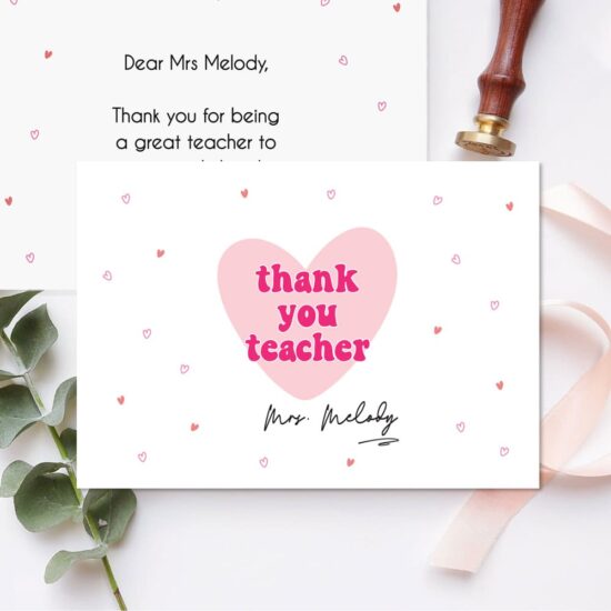 [Custom Name Custom Message] Two-sided Gift Card - Thank You Teacher Design