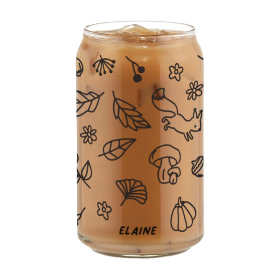 ‘[CUSTOM NAME] Fall Vibes - Beer Coffee Can Glass Cold Beverage Glass