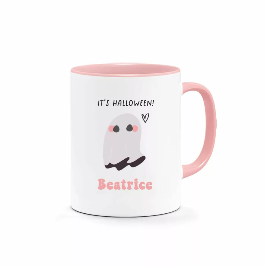 [CUSTOM NAME, SUBTEXT] Halloween Printed Mug - Friendly Ghost Design