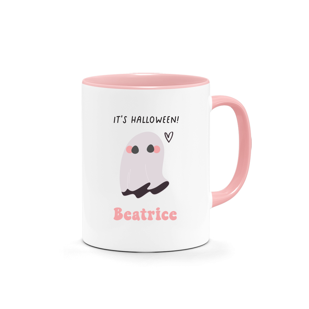 [CUSTOM NAME, SUBTEXT] Halloween Printed Mug - Friendly Ghost Design