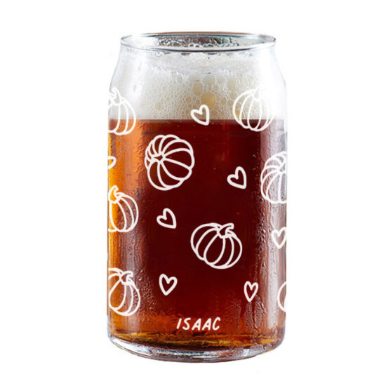 ‘[CUSTOM NAME] Pumpkin Season - Beer Coffee Can Glass Cold Beverage Glass
