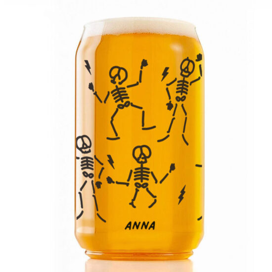 ‘[CUSTOM NAME] Hand Drawn Skeletons - Beer Coffee Can Glass Cold Beverage Glass