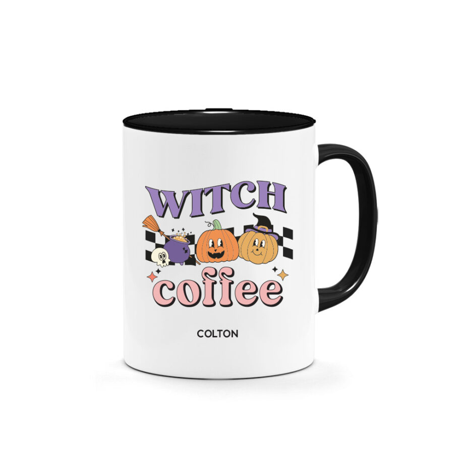 [CUSTOM NAME] Halloween Printed Mug - Witch Coffee Design