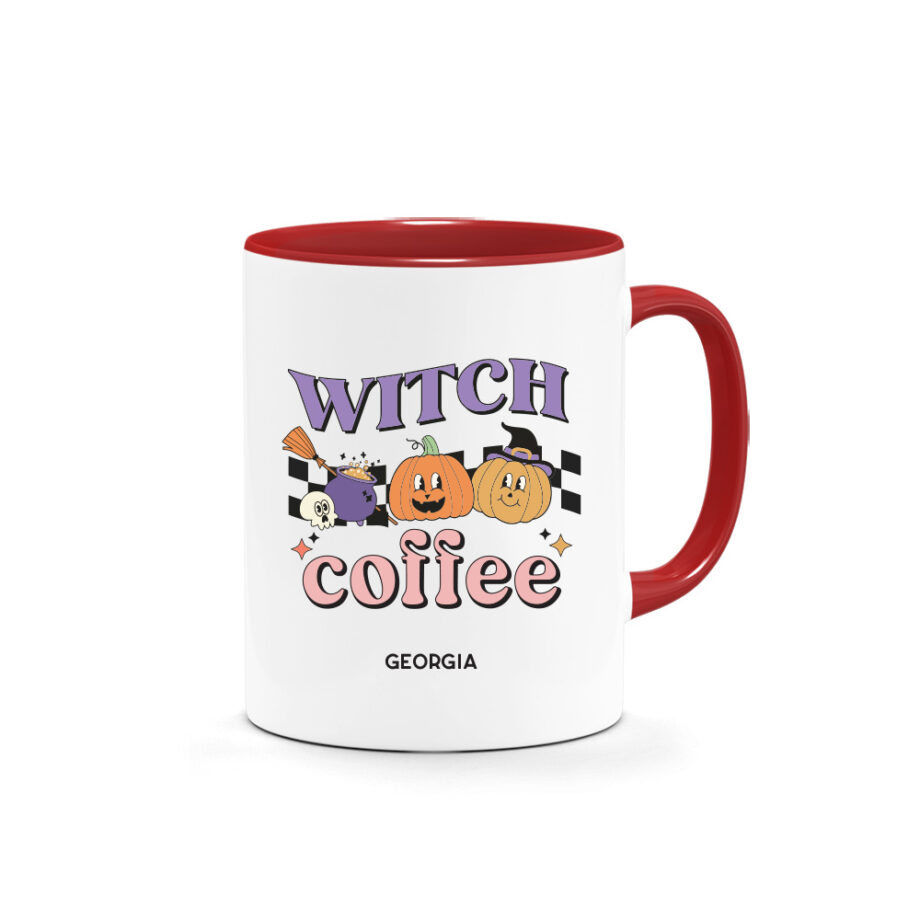 [CUSTOM NAME] Halloween Printed Mug - Witch Coffee Design