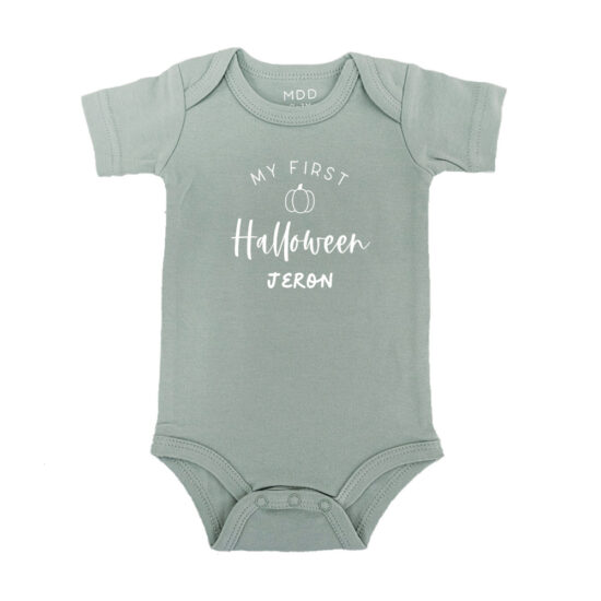 [CUSTOM NAME] Halloween Collection Baby Bodysuits / Onesie / Tshirt - My First Halloween (Typography)