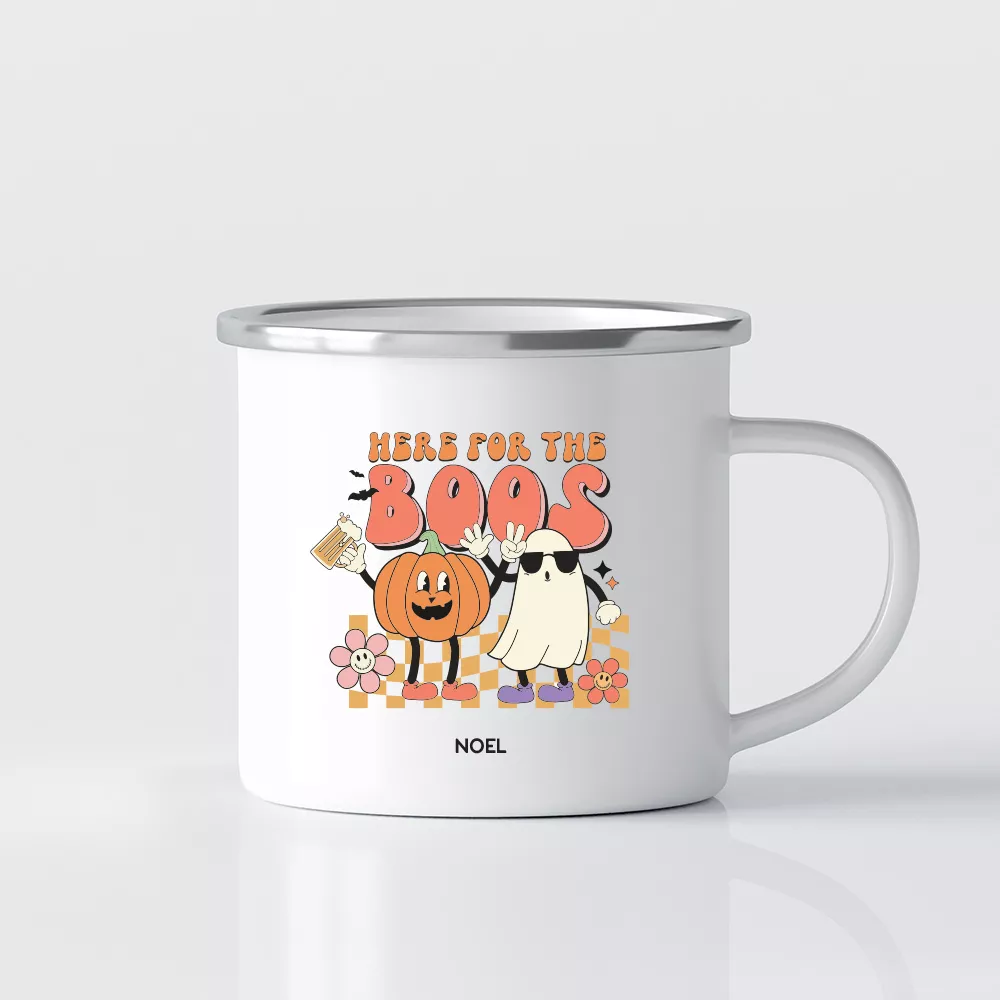 [CUSTOM NAME] Halloween Printed Mug - Here For The Boos Design