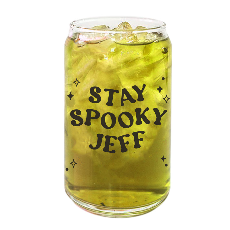 ‘[CUSTOM NAME] Stay Spooky - Beer Coffee Can Glass Cold Beverage Glass