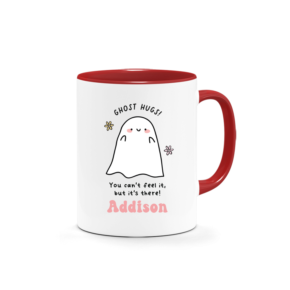 [CUSTOM NAME] Halloween Printed Mug - Ghost Hugs Design