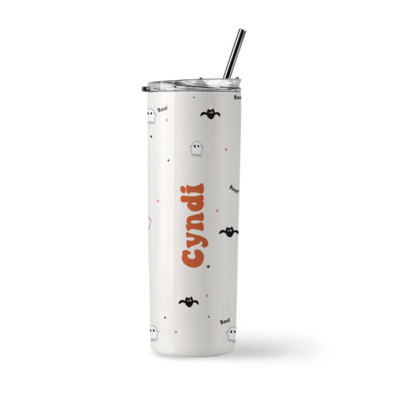 [Custom Name ] Insulated Stainless Steel Tumbler - Little Boo Ghost