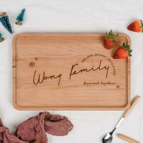 [Custom Family Name Custom Subtext] Christmas Collection Engraved Wooden Serving Tray - Happiest Together