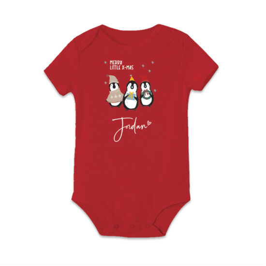 Christmas Collection Baby Bodysuit / Onesie / Tshirt - 3 Penguin Wishes Design
