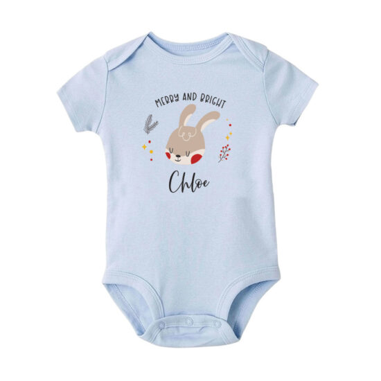 Christmas Collection Baby Bodysuit / Onesie / Tshirt - Christmas Bunny Face