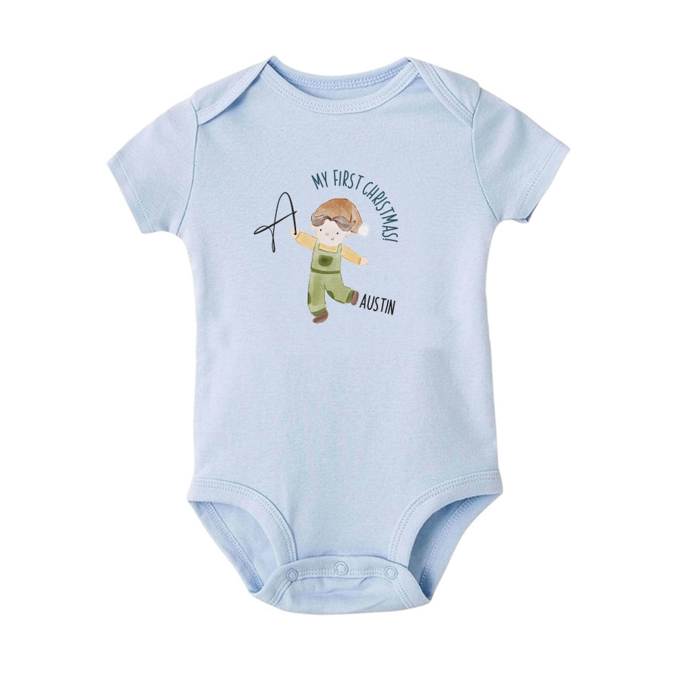 Christmas Collection Baby Bodysuit / Onesie / Tshirt - Christmas is Here Baby Boy Design