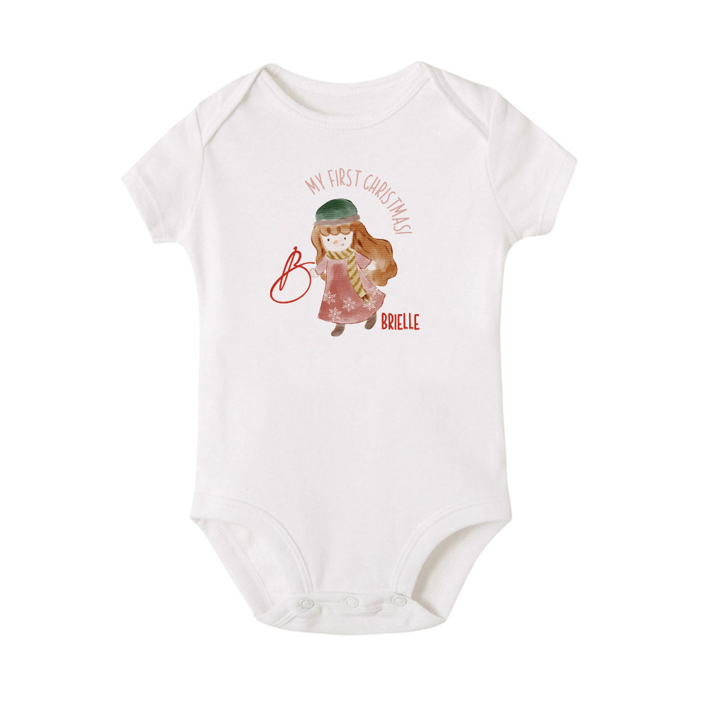 Christmas Collection Baby Bodysuit / Onesie / Tshirt - Christmas is Here Baby Girl Design