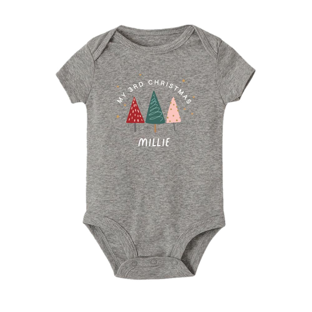 Christmas Collection Baby Bodysuit / Onesie / Tshirt - Colorful Christmas Trees Design