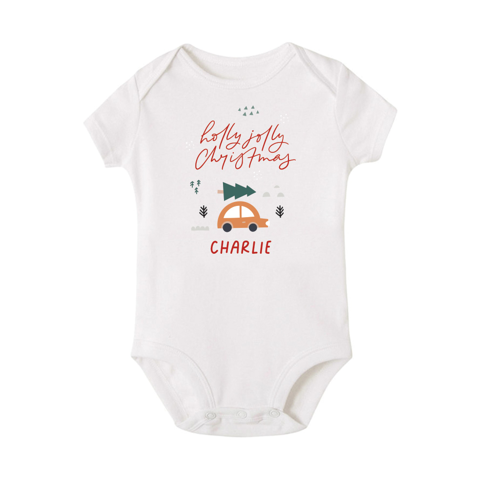 Christmas Collection Baby Bodysuit / Onesie / Tshirt - Holly Jolly Christmas Car Design