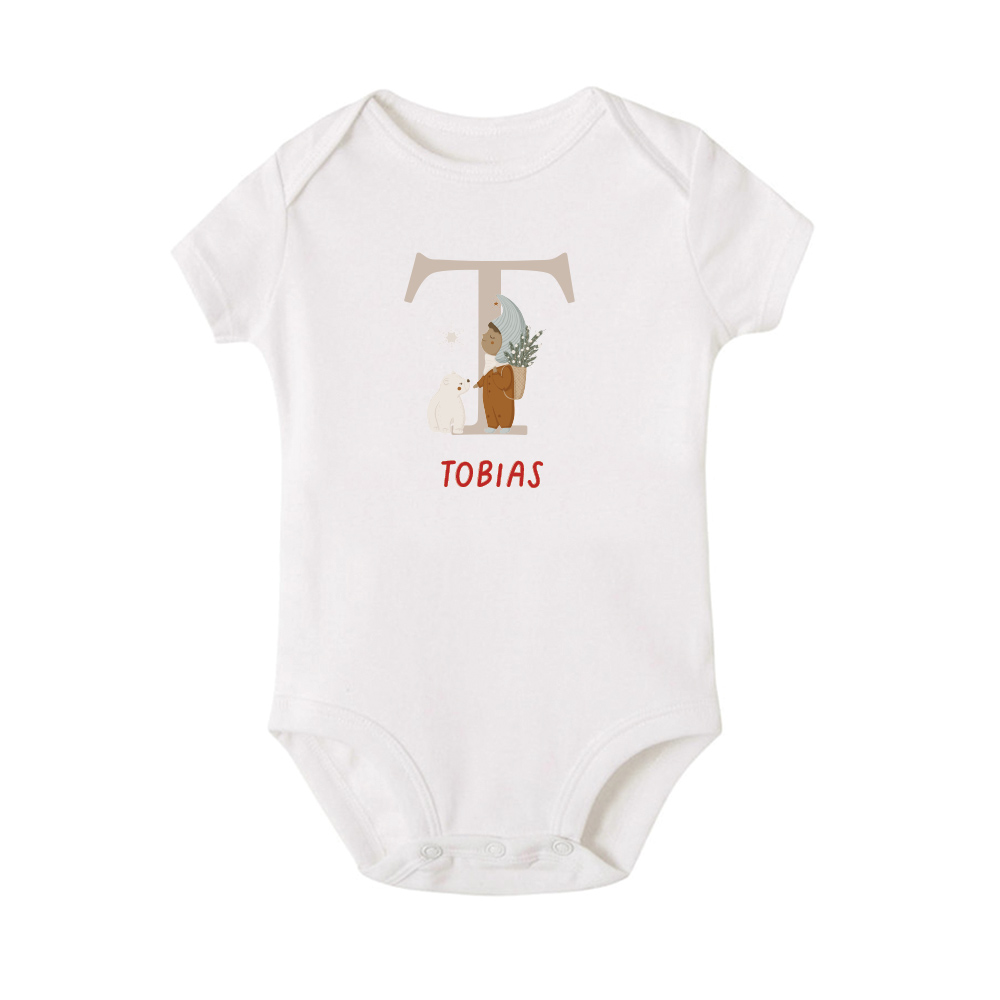 Christmas Collection Baby Bodysuit / Onesie / Tshirt - Whimsical Monogram Baby Boy Design