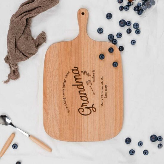 [Custom Name & Subtext] Christmas Collection Engraved Wooden Cutting Board - Everything Tastes Better