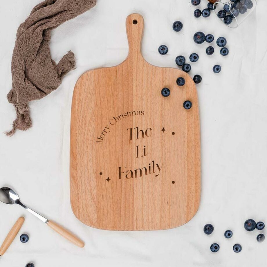 [Custom Family Name] Christmas Collection Engraved Wooden Cutting Board - Merry Family