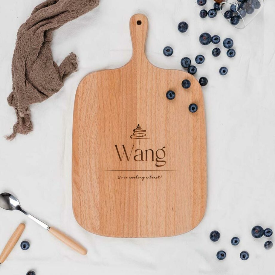 [Custom Family Name & Subtext] Christmas Collection Engraved Wooden Cutting Board - Twirly Christmas Tree
