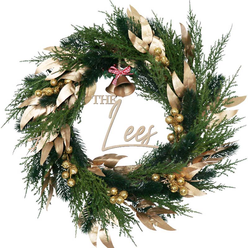 Custom Family Name Christmas Wreath - Jingle Bell