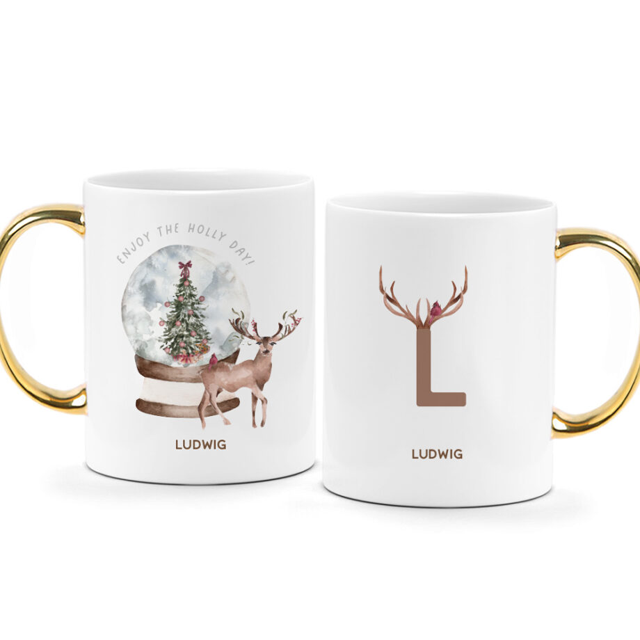 Christmas Printed Mug - Enjoy the Holly Day Design