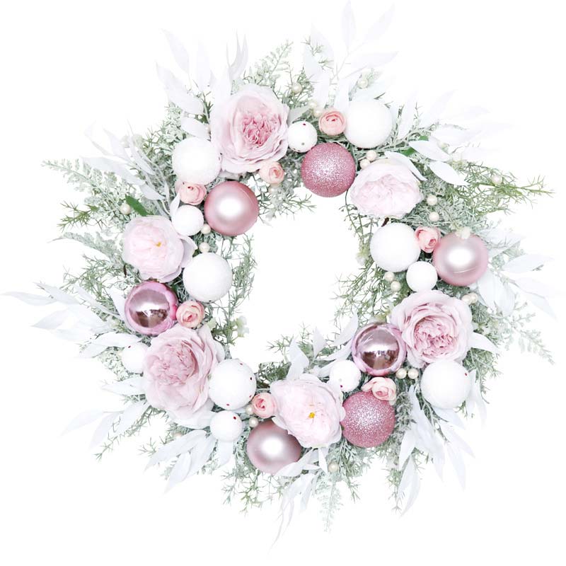 Pink Christmas Custom Name Christmas Wreath