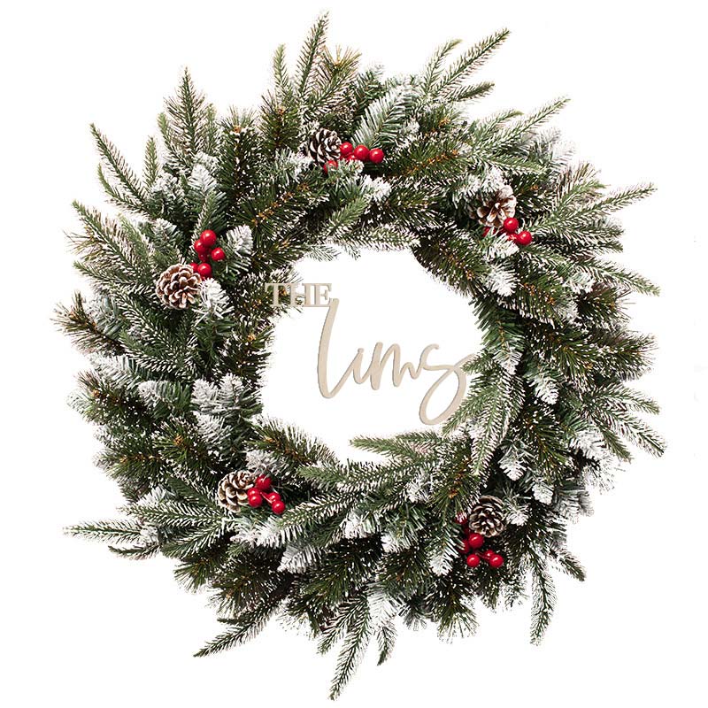 Custom Name Christmas Wreath -Warm Winter Wishes