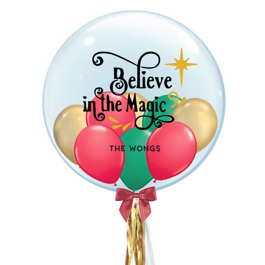 Custom Name 24 Inch Bubble Balloon - Believe In The Magic