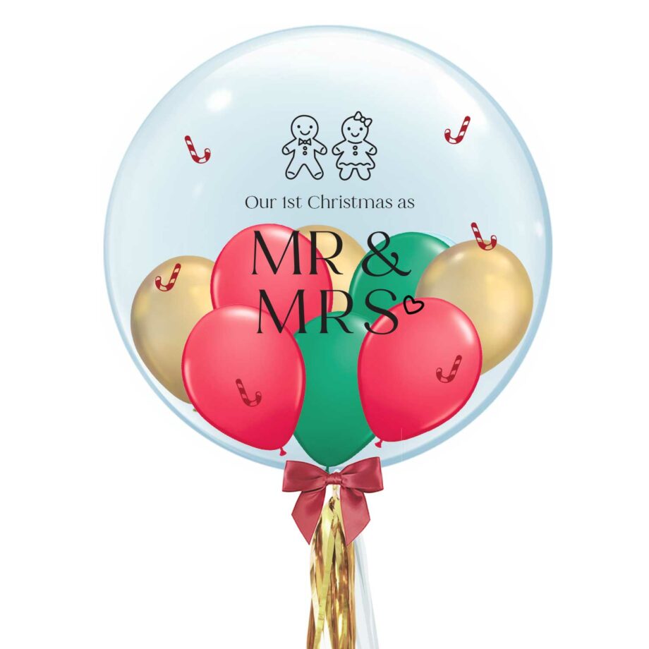Custom Name 24 Inch Bubble Balloon - Gingerbread Man Couple Design